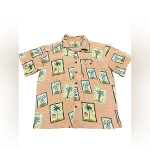 Salmon pink Hawaiian short sleeve button down shirt